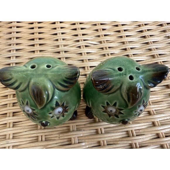Vintage 1970s Green Googly Eye Owl Salt And Pepper Shakers - Picture 4 of 9
